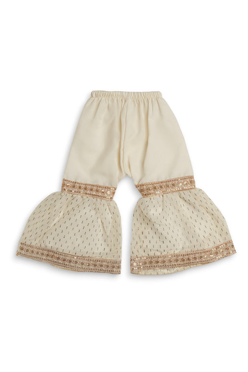 Embroidered Gharara Chiffon 3 Piece - White