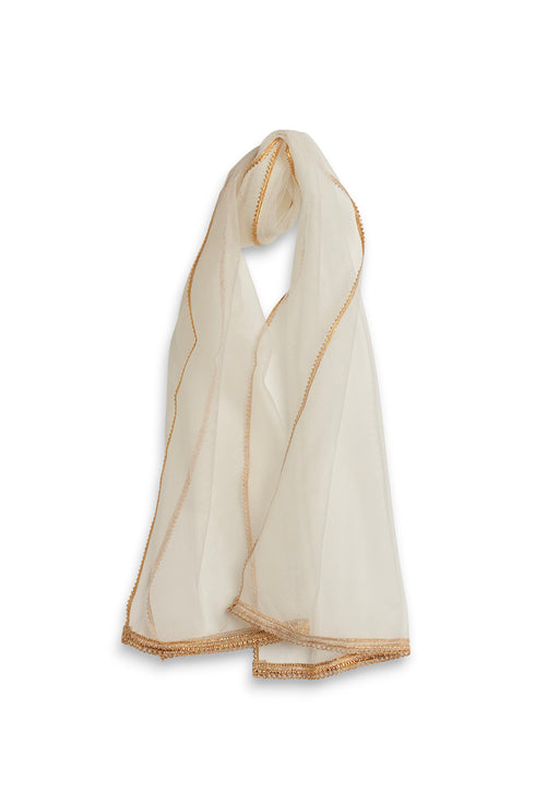 Embroidered Gharara Chiffon 3 Piece - White