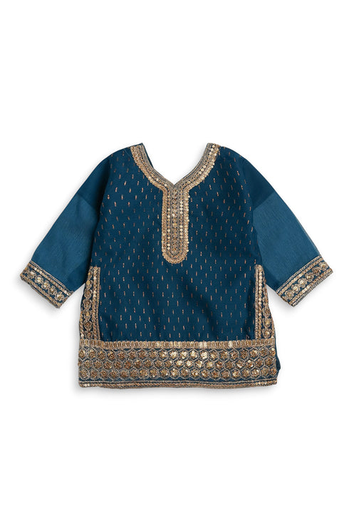 Embroidered Gharara Chiffon 3 Piece - Zinc