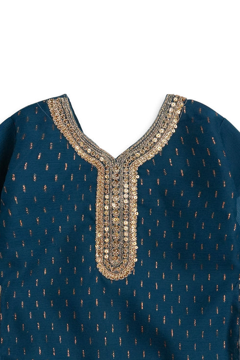 Embroidered Gharara Chiffon 3 Piece - Zinc
