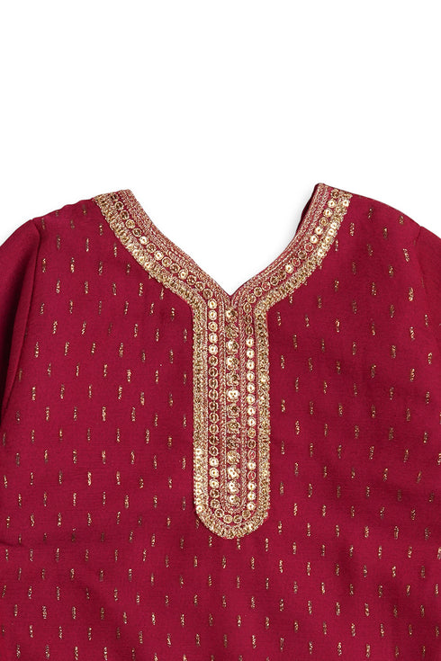 Embroidered Gharara Chiffon 3 Piece - Magenta