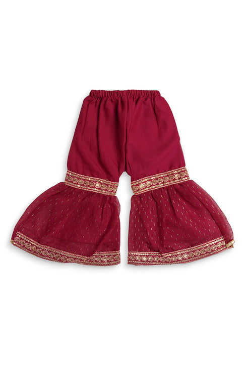 Embroidered Gharara Chiffon 3 Piece - Magenta