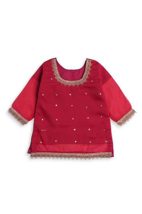 Pearl Gharara Chiffon 3 Piece - Pink