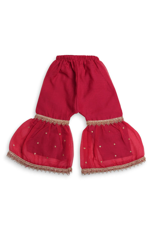 Pearl Gharara Chiffon 3 Piece - Pink