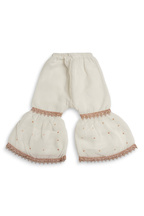 Pearl Gharara Chiffon 3 Piece - White