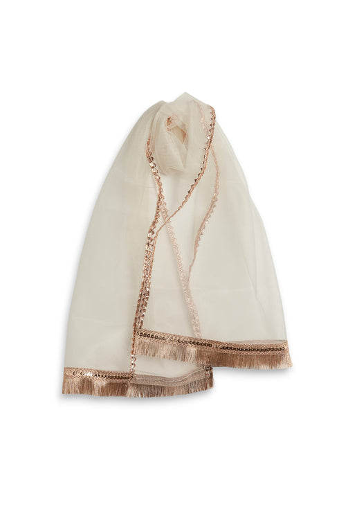 Pearl Gharara Chiffon 3 Piece - White