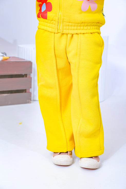 Printed Flowers 3-Piece Tracksuit - Yellow