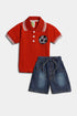 Embroidered Soccer Polo Set - Red
