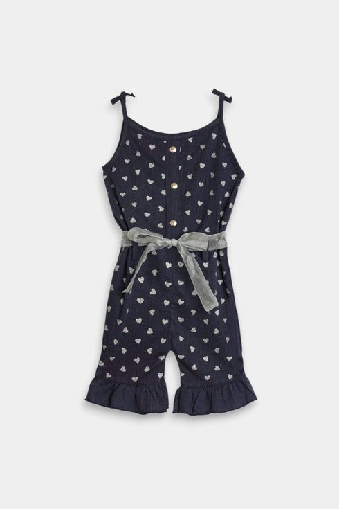 Printed Hearts Jumpsuit - Blue