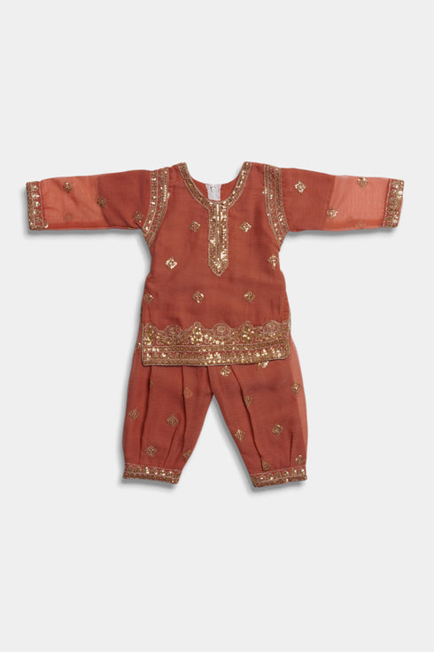 Embroidered Patiala Chiffon 2 Piece - Peach