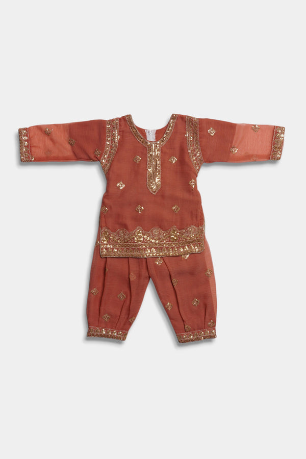 Embroidered Patiala Chiffon 2 Piece - Peach