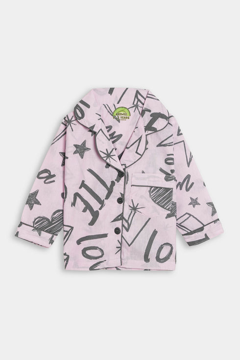 Printed Swiftie Nightsuit - Lilac