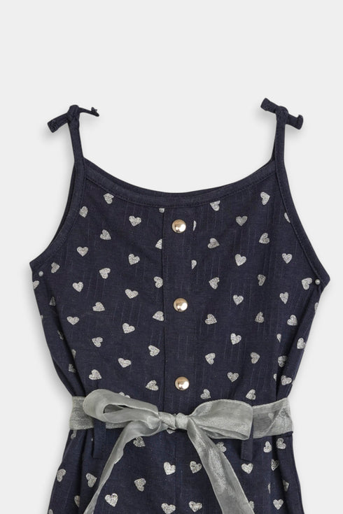 Printed Hearts Jumpsuit - Blue