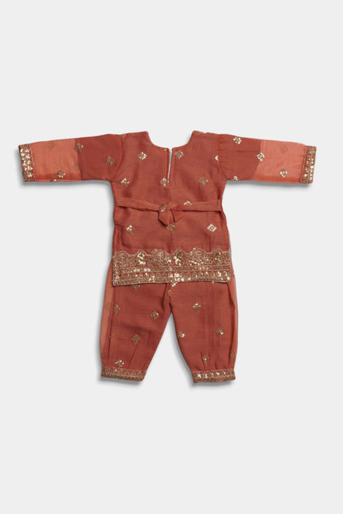 Embroidered Patiala Chiffon 2 Piece - Peach