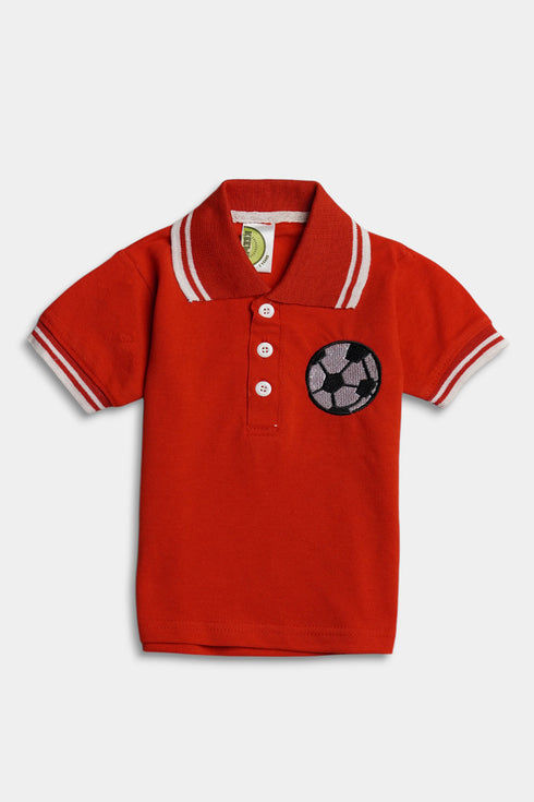 Embroidered Soccer Polo Set - Red