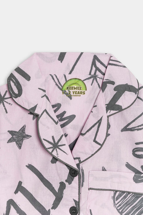 Printed Swiftie Nightsuit - Lilac