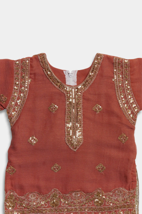 Embroidered Patiala Chiffon 2 Piece - Peach