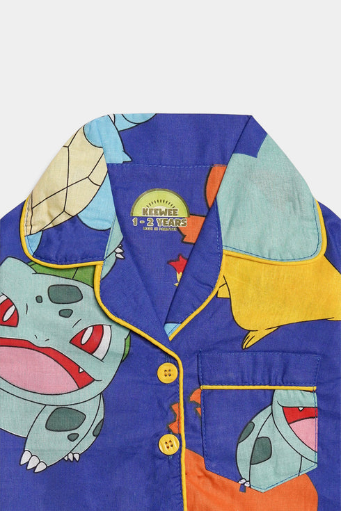 Printed Pokemons Nightsuit - Blue