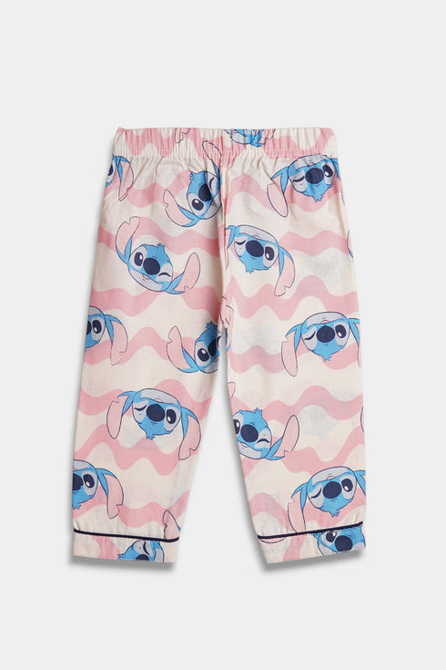 Printed Stitch Nightsuit - Pink