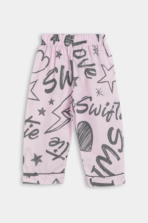 Printed Swiftie Nightsuit - Lilac