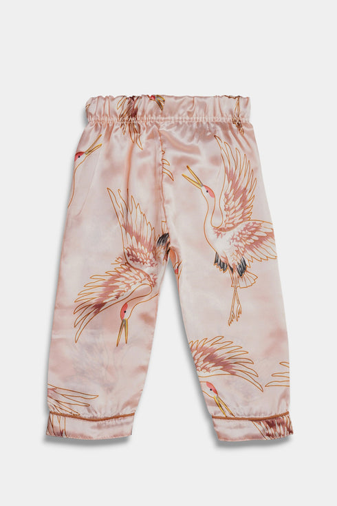 Printed Swan Nightsuit - Peach