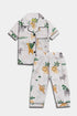 Printed Animals Nightsuit - White ( Without Scrunchie )