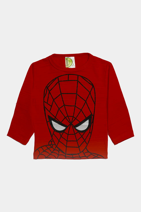 Printed Spiderman Tee - Red