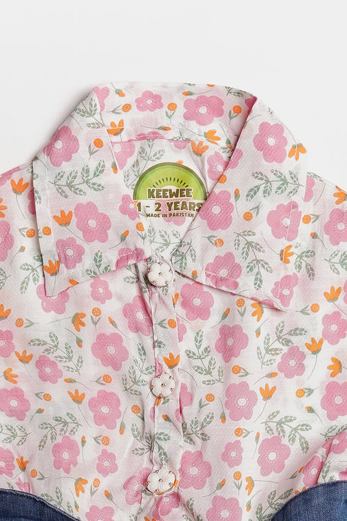 Printed Floral Jumpsuit - Pink