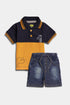 Embroidered Dino Polo Set - Blue