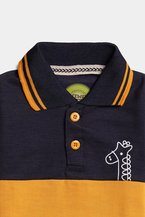 Embroidered Dino Polo Set - Blue