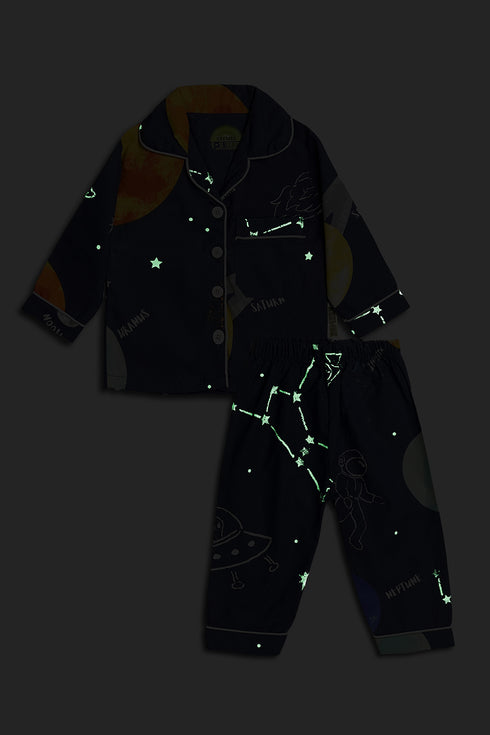 Printed Planets Nightsuit - Blue