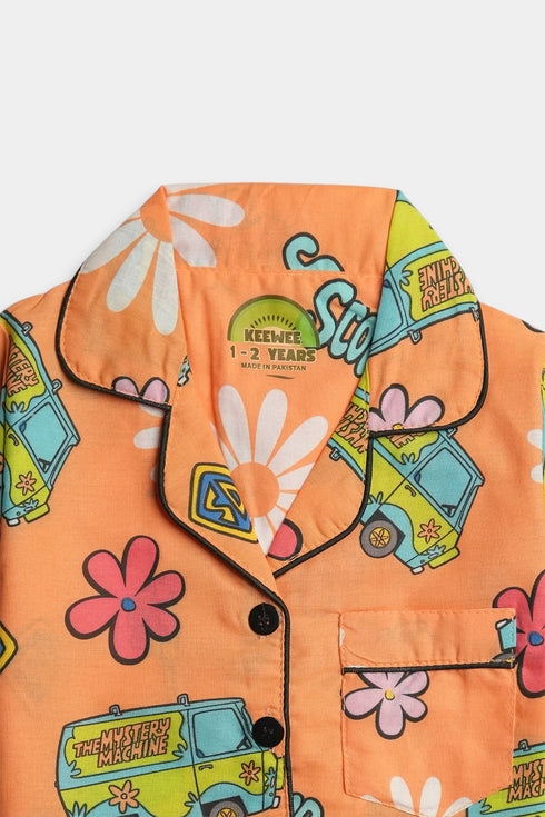 Printed Scooby Nightsuit - Orange