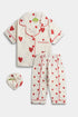 Printed Heart Nightsuit - White