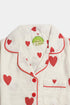 Printed Heart Nightsuit - White