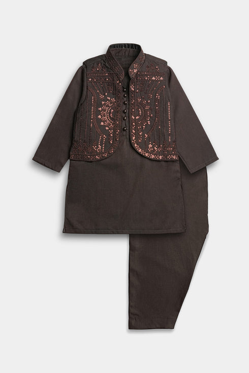 Sequins Shalwaar kameez - Dark Brown