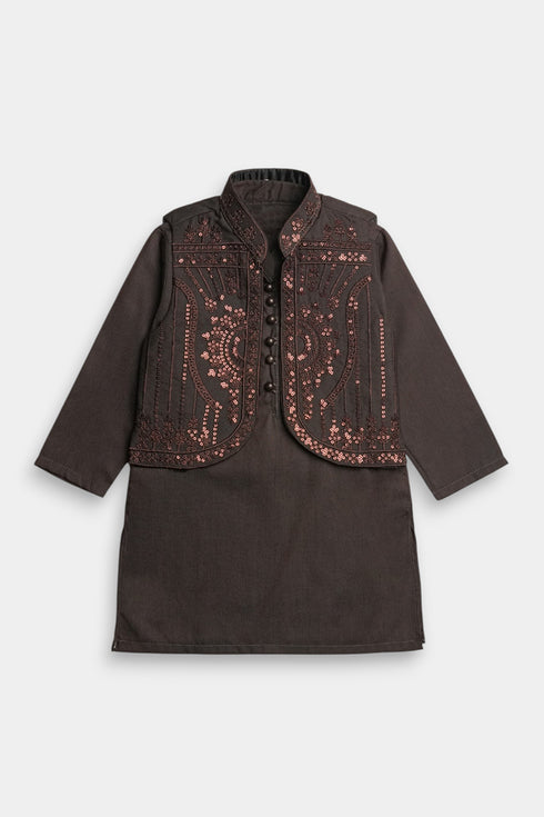 Sequins Shalwaar kameez - Dark Brown