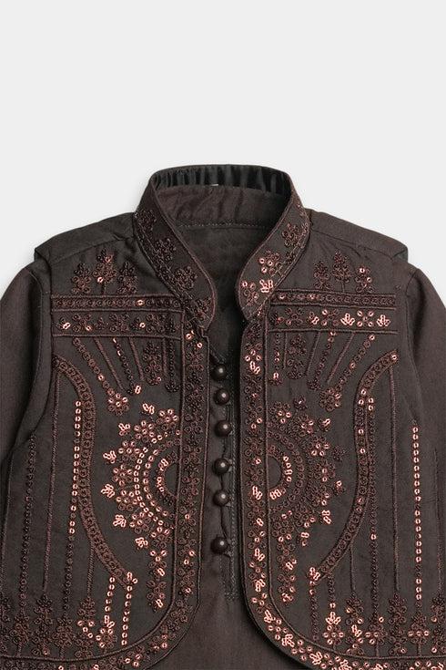 Sequins Shalwaar kameez - Dark Brown