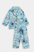 Printed Wavy Stitch Nightsuit - Blue