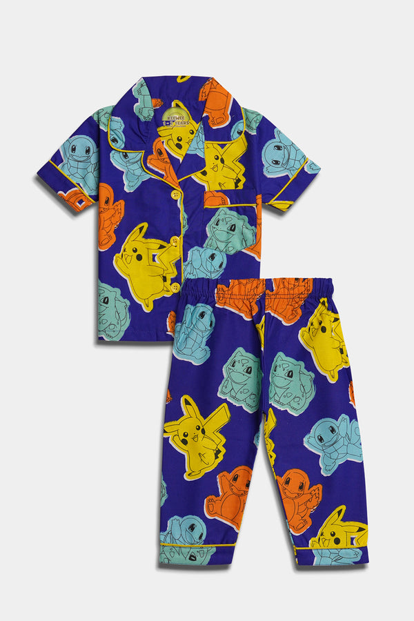 Printed Pokemon Nightsuit - Blue