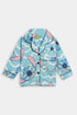 Printed Wavy Stitch Nightsuit - Blue