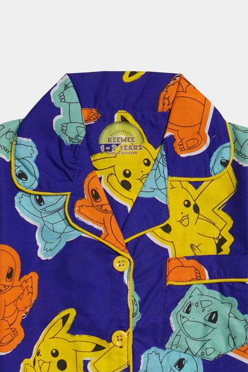 Printed Pokemon Nightsuit - Blue