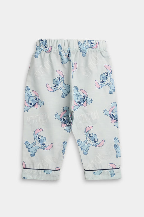 Printed Stitch Nightsuit - Light Blue
