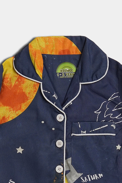 Printed Planets Nightsuit - Blue