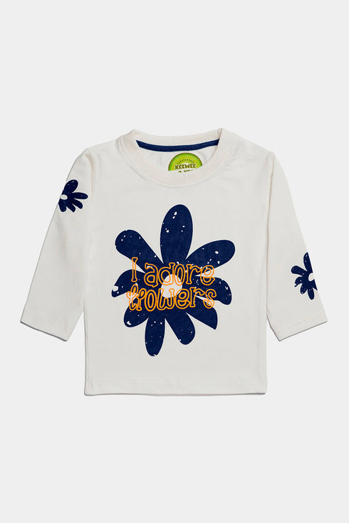 Printed Flowers Tee - White