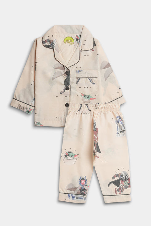 Printed Starwars Nightsuit - Beige