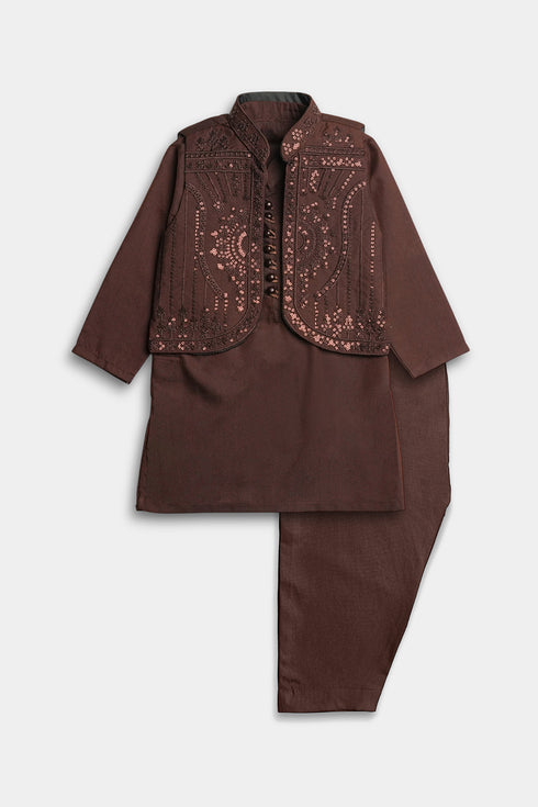 Sequins Shalwaar kameez - Brown