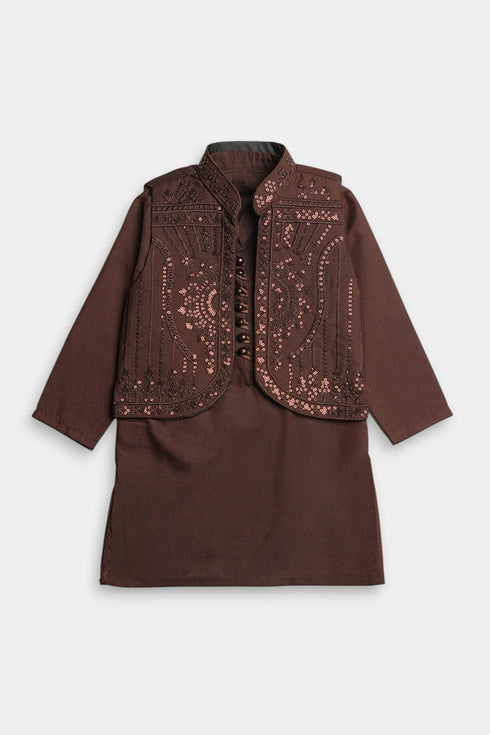 Sequins Shalwaar kameez - Brown