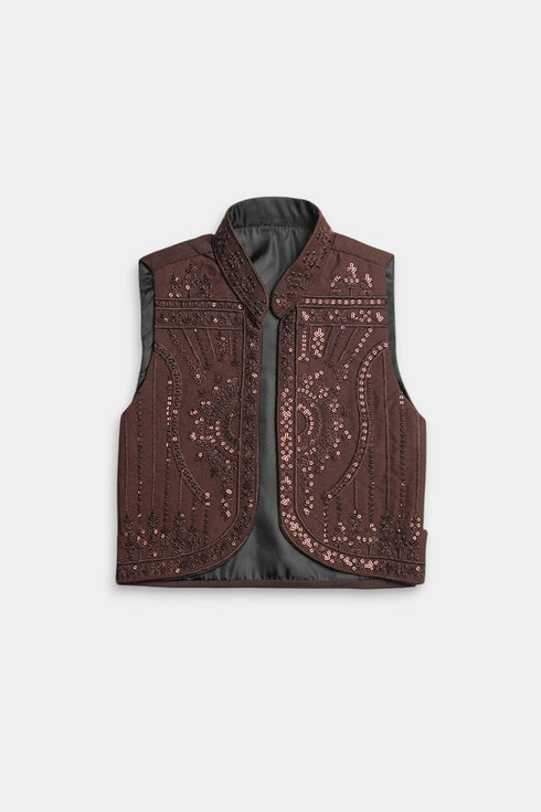 Sequins Shalwaar kameez - Brown