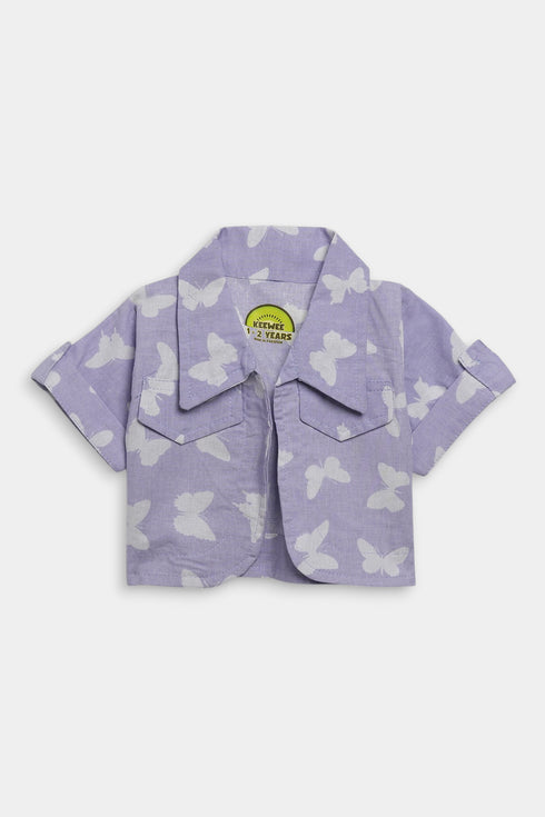 Printed Butterfly Frock set - Purple