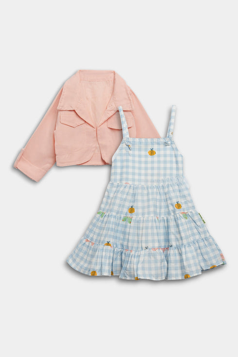Printed Picnic Frock set - Peach